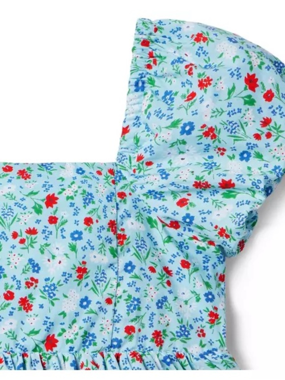 Janie and Jack Light Blue Floral Puff-Sleeve Top size 3 - Picture 3 of 6